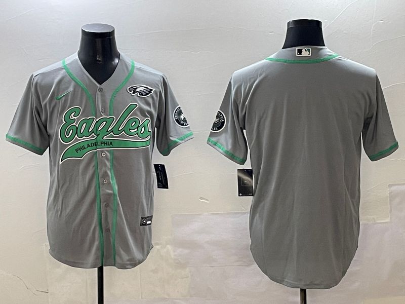 Men Philadelphia Eagles Blank Grey Jointly Name 2025 Nike Limited NFL Jersey style 8->oakland athletics->MLB Jersey